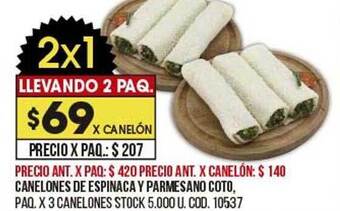 Coto Canelones de espinaca y parmesano coto oferta