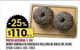 Coto Donut bañada en chocolate rellena de dulce de leche oferta
