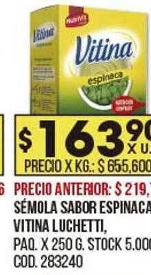 Coto Sémola sabor espinaca vitina luchetti oferta