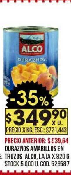 Coto Duraznos amarillos en trozos alco oferta