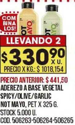 Coto Aderezo a base vegetal spicy olive garlic not mayo oferta