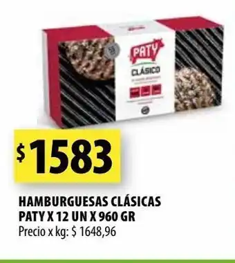 Punto Mayorista Hamburguesas paty 12un x 960g oferta