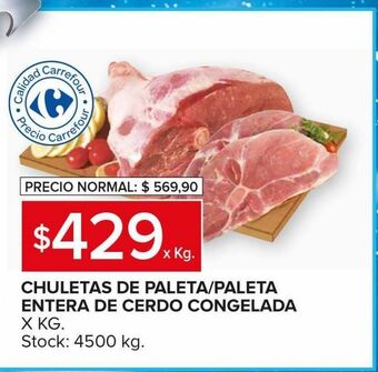 Carrefour Maxi Chuletas de paleta / paleta entera de cerdo congelada kg oferta