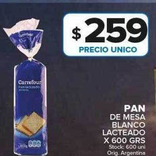 Carrefour Maxi Pan de mesa blanco lacteado oferta