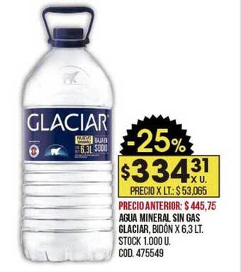 Coto Agua mineral sin gas glaciar oferta