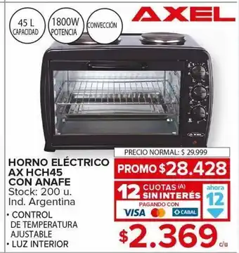 Carrefour Maxi Horno eléctrico axel con anafe oferta