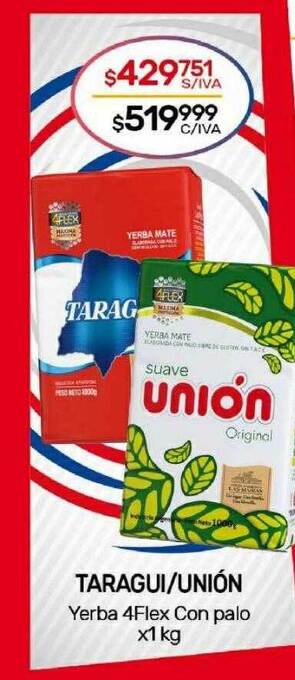 Nini Mayorista Taragui unión yerba 4flex con palo oferta