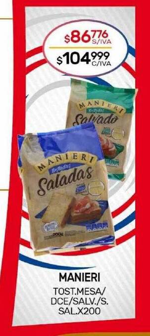 Nini Mayorista Manieri tost. mesa dce salv. s. sal.* oferta