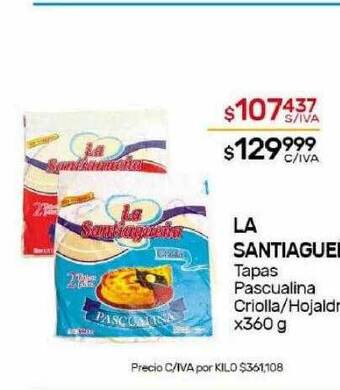 Nini Mayorista La santiagueña tapas pascualina criolla hojaldre oferta