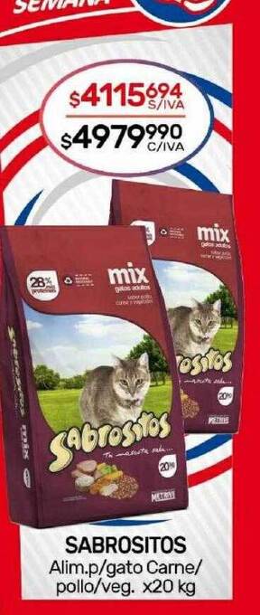 Nini Mayorista Sabrositos alim. p gato carne pollo veg oferta