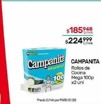 Nini Mayorista Campanita rollos de cocina mega 100p oferta