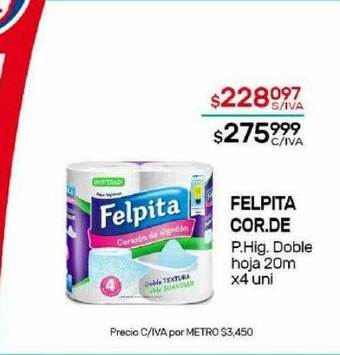 Nini Mayorista Felpita cor. de p. hig. doble hoja oferta