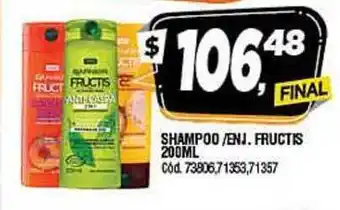 Supermercados Yaguar FRUCTIS SHAMPOO/ENJ. oferta