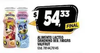 Supermercados Yaguar DANONINO ALIMENTO LACTEO BEB. 100GRS VAI/FRUT oferta