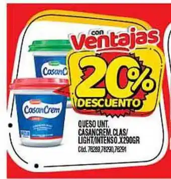Supermercados Yaguar CASANCREM QUESO UNT. CLAS/LIGHT/INTENSO. X290GR oferta