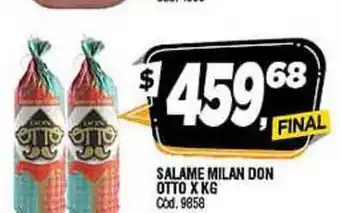 Supermercados Yaguar OTTO SALAME MILAN DON X KG oferta