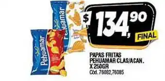 Supermercados Yaguar PEHUAMAR PAPAS FRITAS CLAS/A CAN. X 250GR oferta