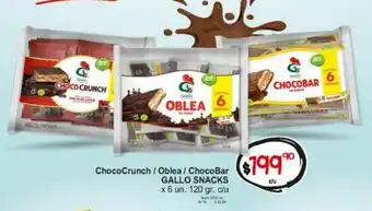 Gallo Snacks ChocoCrunch / Oblea / ChocoBar x 6un. 120gr. c/u