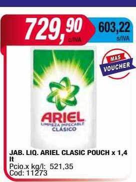 Maxiconsumo Jab. liq. ariel clasic pouch oferta