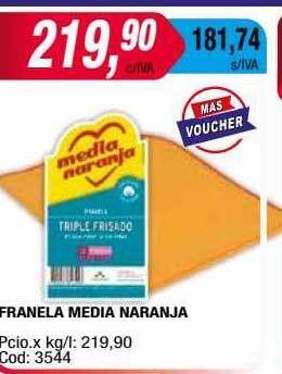 Maxiconsumo Franela media naranja oferta