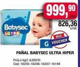Maxiconsumo Pañal babysec ultra hiper oferta