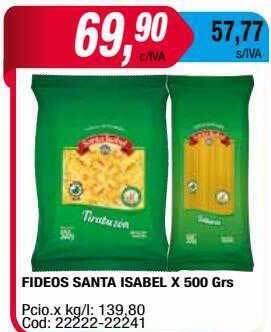 Maxiconsumo Fideos santa isabel oferta