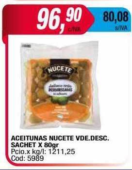 Maxiconsumo Aceitunas nucete vde desc sachet oferta