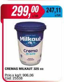 Maxiconsumo Cremas milkaut oferta