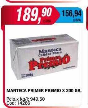 Maxiconsumo Manteca primer premio oferta