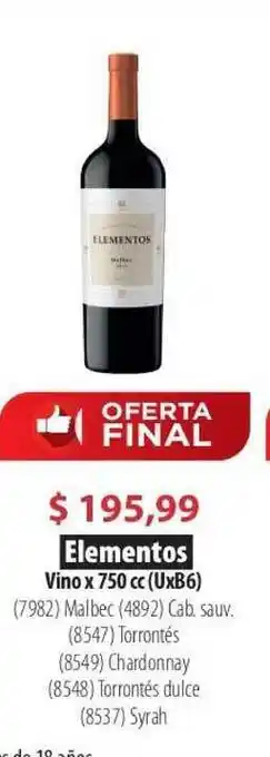 Parodi Elementos Vino x 750 cc (UxB6) oferta