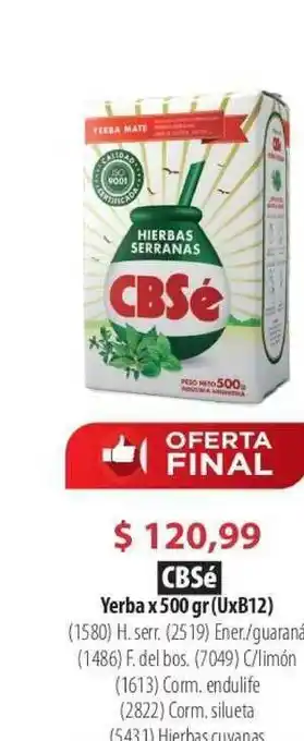 Parodi CBSé Yerba x 500 gr (UxB12) oferta