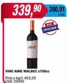 Maxiconsumo Vino aime malbec oferta