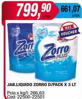 Maxiconsumo Jab. liquido zorro d pack oferta