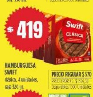 Supermercados Vea Swift Hamburguesa oferta
