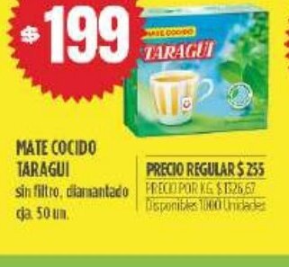 Supermercados Vea Mate Cocido Taragui oferta