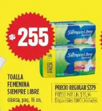 Supermercados Vea Toalla Femenina Siempre Libre oferta