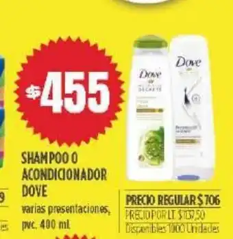 Supermercados Vea Dove Shampoo o Acondicionador oferta
