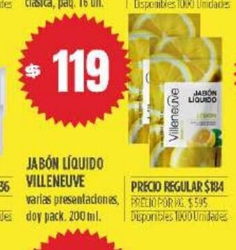 Supermercados Vea Jabón Liquido Villeneuve oferta