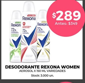 Supermercados Tadicor Desodorante Rexona Women oferta