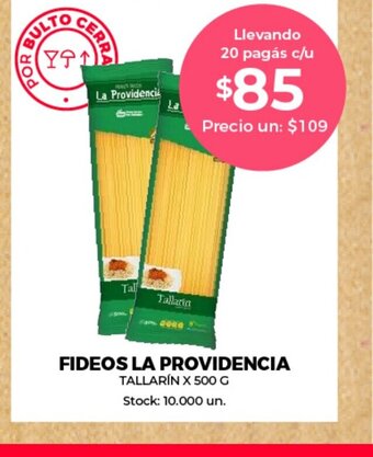 Supermercados Tadicor Fideos La Providencia oferta
