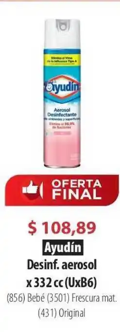 Parodi Ayudín Desinf. aerosol x 332 cc (UxB6) oferta