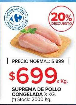 Carrefour Market Suprema de pollo congelada 20% descuento oferta