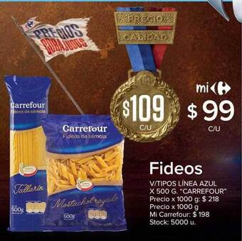 Carrefour Market Fideos v tipos línea azul oferta