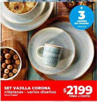 Supermayorista Vital Set vajilla corona oferta