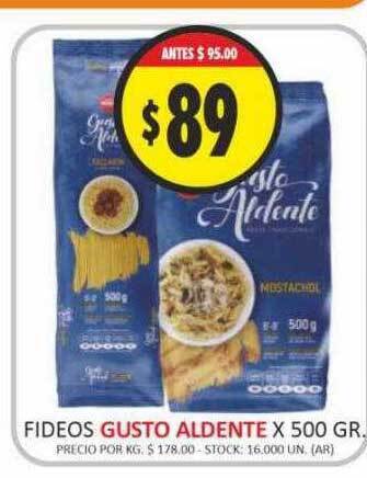 Supermercados Becerra Fideos gusto aldente oferta