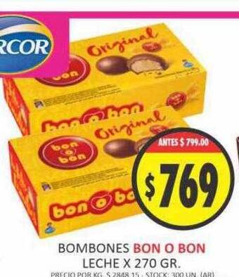 Supermercados Becerra Bombones bon o bon leche oferta
