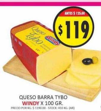 Supermercados Becerra Queso barra tybo windy oferta
