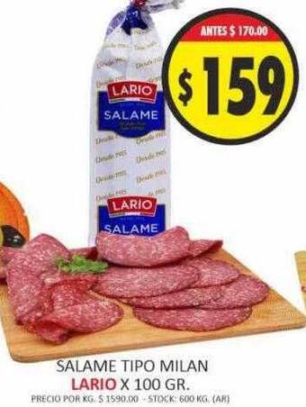 Supermercados Becerra Salame tipo milan lario oferta