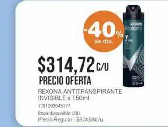 La Santé Rexona antitranspirante invisible oferta