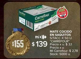 Carrefour Market Mate cocido en saquitos s tacc oferta